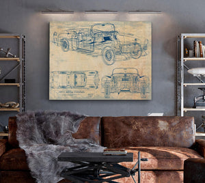 Bella Frye Vintage 53 Convertible Car Blueprint - Gifts for Husband  - Original Vehicle Wall Art