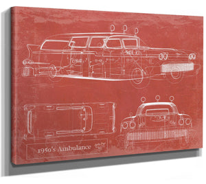 Bella Frye 1950's Ambulance Car Blueprint - Gifts for Dad  - Mancave Art