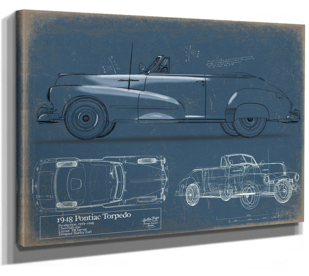 Bella Frye Torpedo Eight Convertible Old Car Blueprint Auto Car  - Original Mancave Art