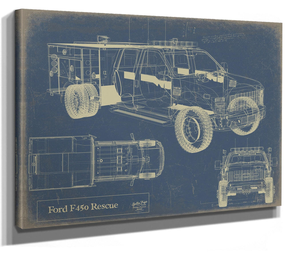 Bella Frye Vintage Rescue Truck Model Mancave Blueprint Art