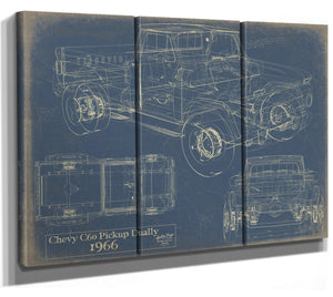 Bella Frye 1966 Chevy C60 Dually Pickup Truck Print,  Original Blueprint Canvas, Framed, or Unframed Art