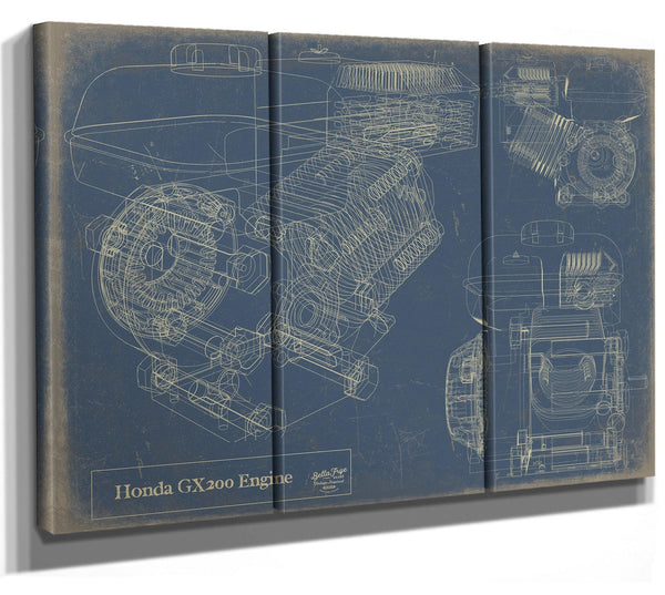 Bella Frye Vintage GX200 Engine Print,  Original Blueprint Canvas
