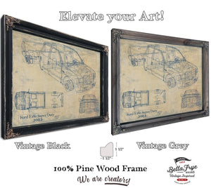 Bella Frye Vintage 2002 Ford F-250 Car Model Print,  Original Blueprint Canvas, Framed, or Unframed Art