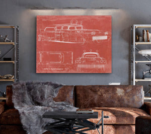 Bella Frye 1950's Ambulance Car Blueprint - Gifts for Dad  - Mancave Art