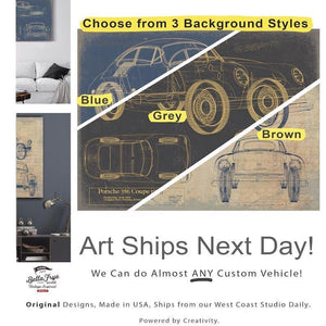 Bella Frye Vintage 1997 Chevrolet Silverado Car Model Print,  Original Blueprint Canvas, Framed, or Unframed Art