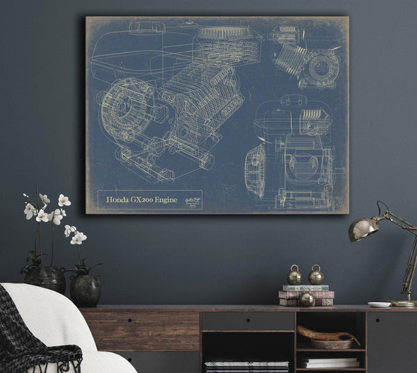 Bella Frye Vintage GX200 Engine Print,  Original Blueprint Canvas
