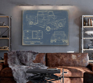 Bella Frye 1966 Chevy C60 Dually Pickup Truck Print,  Original Blueprint Canvas, Framed, or Unframed Art