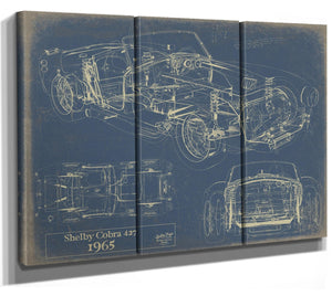 Bella Frye Vintage 1965 Shelby Cobra 427 Car Model Print,  Original Blueprint Canvas