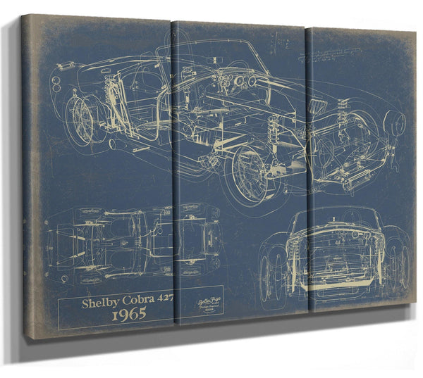 Bella Frye Vintage 1965 Shelby Cobra 427 Car Model Print,  Original Blueprint Canvas