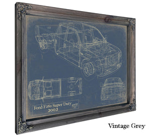 Bella Frye Vintage 2002 Ford F-250 Car Model Print,  Original Blueprint Canvas, Framed, or Unframed Art