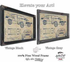 Bella Frye Vintage 1979 Ford Falcon Car Model Print,  Original Blueprint Canvas, Framed, or Unframed Art