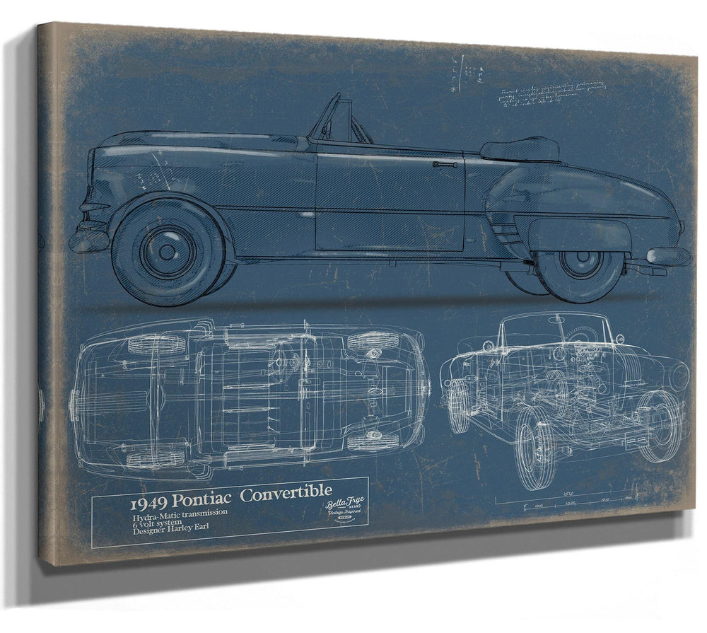 Bella Frye 1949 Convertible Car Blueprint Art: Framed/Unframed/Canvas