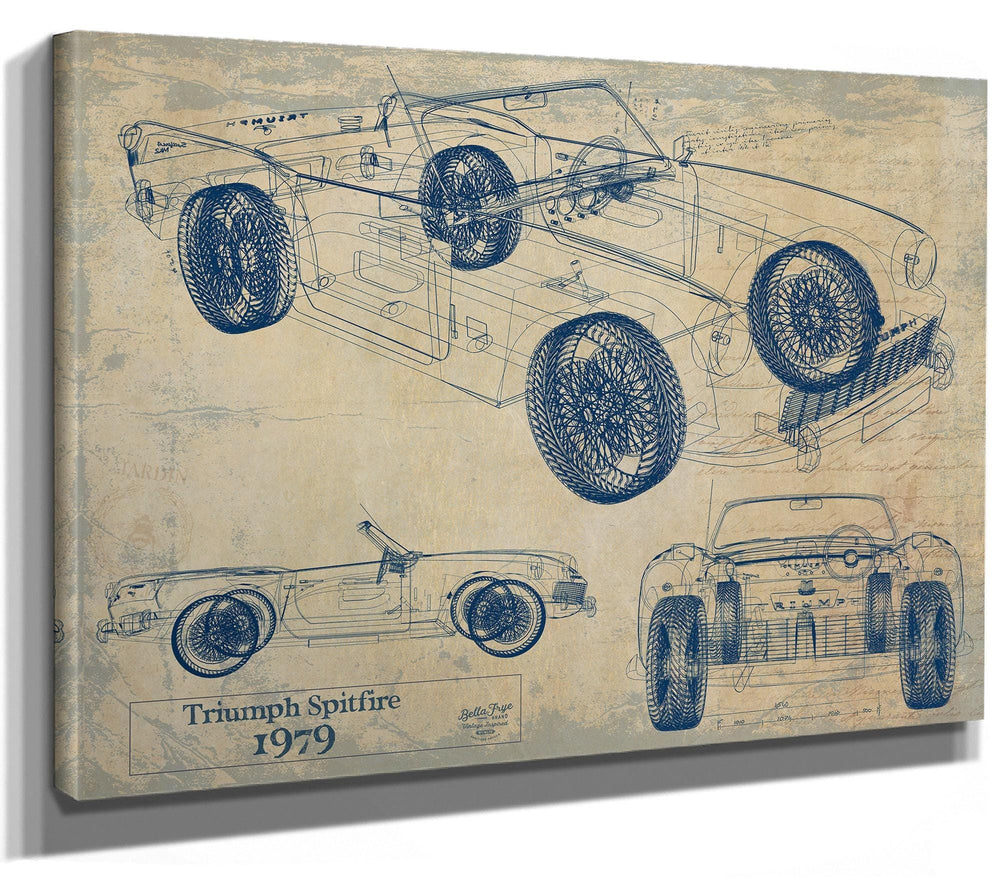 Bella Frye Vintage 1979 Car Model Print,  Original Blueprint Canvas, Framed, or Unframed Art