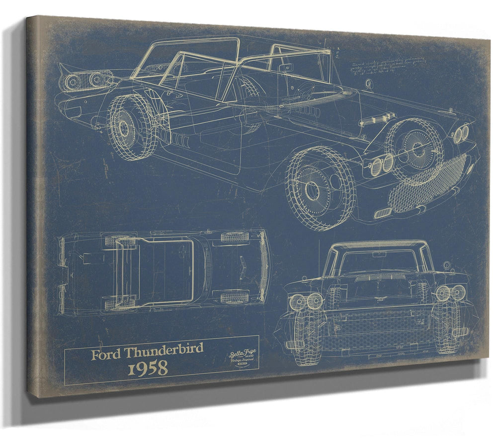 Bella Frye Vintage 1958 Ford Thunderbird Vehicle Patent Art - Gifts for Dad  - Original Vehicle Print