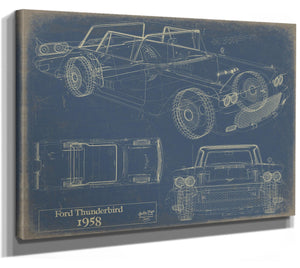 Bella Frye Vintage 1958 Ford Thunderbird Vehicle Patent Art - Gifts for Dad  - Original Vehicle Print