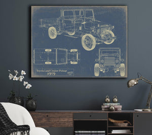 Bella Frye Vintage 1979 Land Cruiser Pickup Model Print,  Original Blueprint Canvas, Framed, or Unframed Art