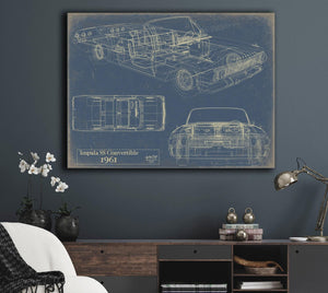 Bella Frye Vintage 1961 Chevrolet Impala SS Convertible Car Model Print,  Original Blueprint Canvas
