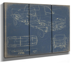 Bella Frye Vintage 1998 Chevrolet C1500 Model Mancave Blueprint Art