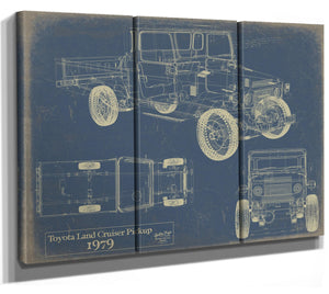 Bella Frye Vintage 1979 Land Cruiser Pickup Model Print,  Original Blueprint Canvas, Framed, or Unframed Art