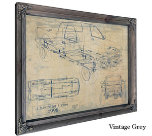 Bella Frye Vintage 1998 Chevrolet C1500 Model Mancave Blueprint Art