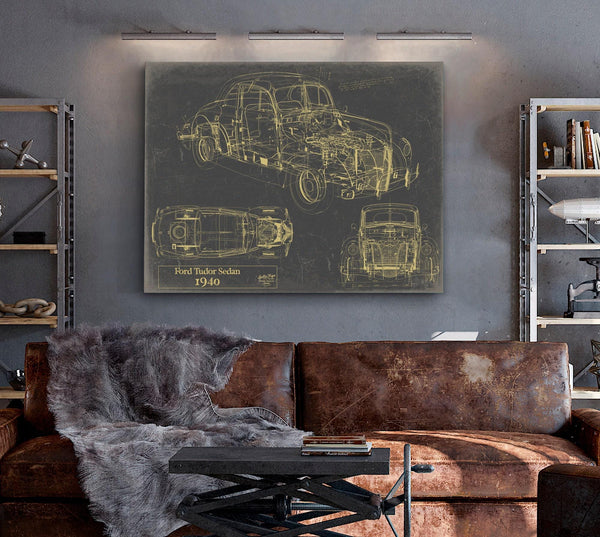 Bella Frye 1940 Ford Tudor Sedan Blueprint: Vintage Auto Patent Art
