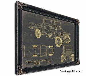Bella Frye Vintage 1979 Land Cruiser Pickup Model Print,  Original Blueprint Canvas, Framed, or Unframed Art