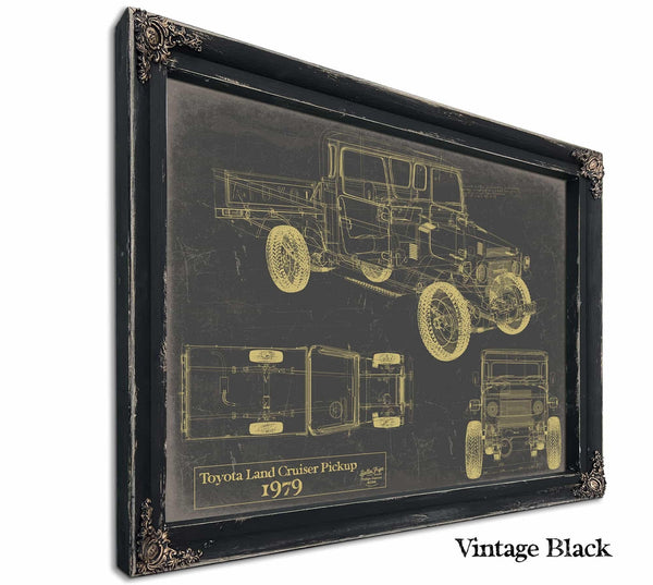 Bella Frye Vintage 1979 Land Cruiser Pickup Model Print,  Original Blueprint Canvas, Framed, or Unframed Art
