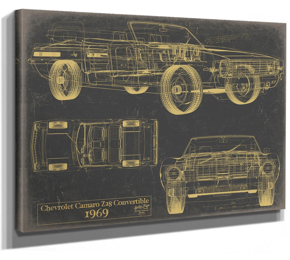 Bella Frye Vintage 1969 Convertible Camaro Z28 Art - Gifts for Guys - Original Vehicle Print
