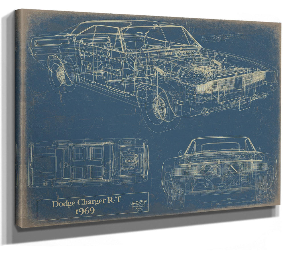 Bella Frye 1969 Car Model Print,  Original Blueprint Canvas