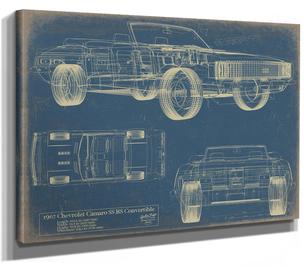Bella Frye Vintage 1967 Camaro SS Convertible Art - Gifts for Guys - Original Vehicle Print