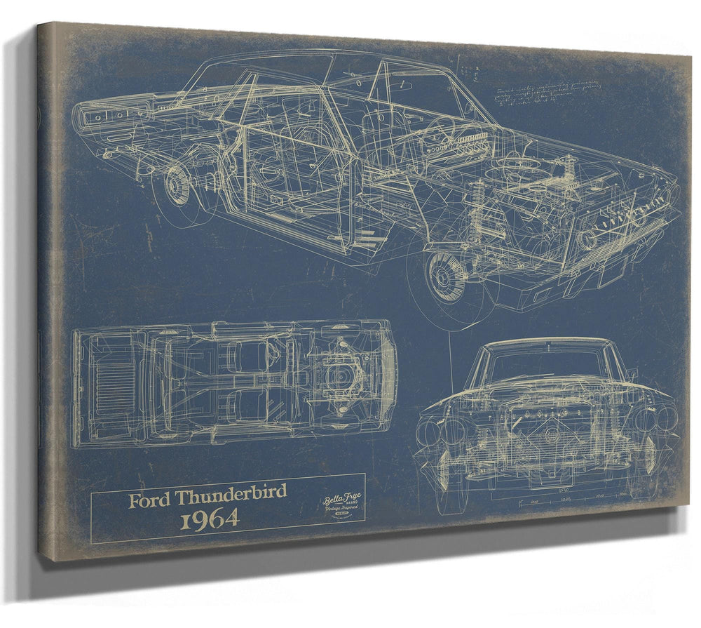 Bella Frye Vintage 1964 Ford Thunderbird Car Art - Gifts for Guys - Original Vehicle Print