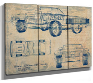 Bella Frye Vintage 1967 Camaro SS Convertible Art - Gifts for Guys - Original Vehicle Print