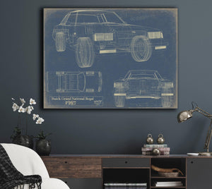 Bella Frye Vintage 1987 Car Model Print,  Original Blueprint Canvas, Framed, or Unframed Art