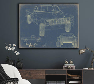 Bella Frye Vintage 1985 Ford F-250 Car Model Print,  Original Blueprint Canvas, Framed, or Unframed Art