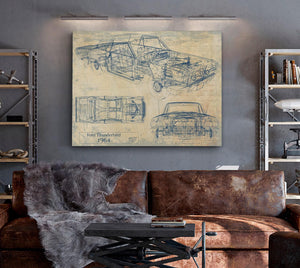 Bella Frye Vintage 1964 Ford Thunderbird Car Art - Gifts for Guys - Original Vehicle Print