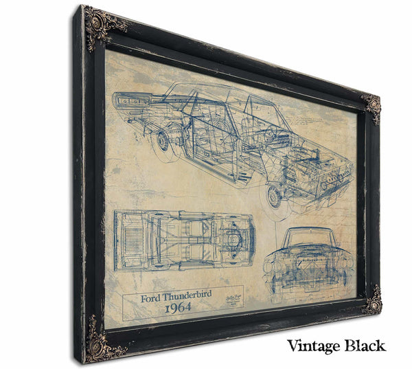 Bella Frye Vintage 1964 Ford Thunderbird Car Art - Gifts for Guys - Original Vehicle Print