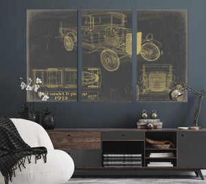 Bella Frye 1932 Ford Model B Pickup Blueprint Art: Vintage Automotive Print