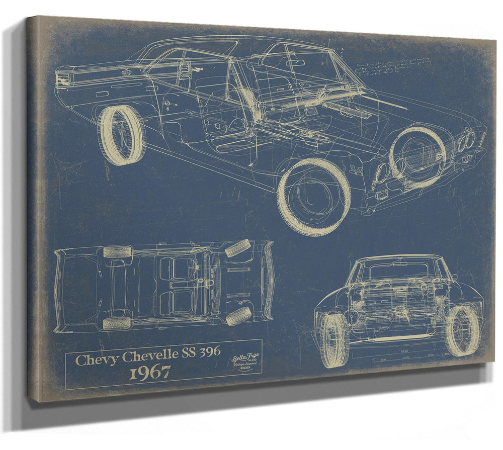 Bella Frye Vintage 1967 Chevrolet Chevelle SS 396 Car Art - Gifts for Guys - Original Vehicle Print