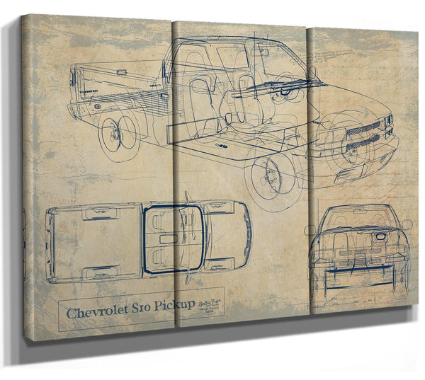 Bella Frye Vintage 1998-2004 Truck Model Mancave Blueprint Art
