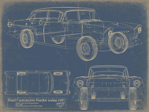 Bella Frye 1957 Ford Sedan Vehicle Patent Art - Gifts for Dad  - Original Vehicle Print