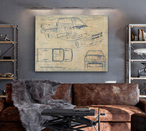 Bella Frye Vintage 1998-2004 Truck Model Mancave Blueprint Art