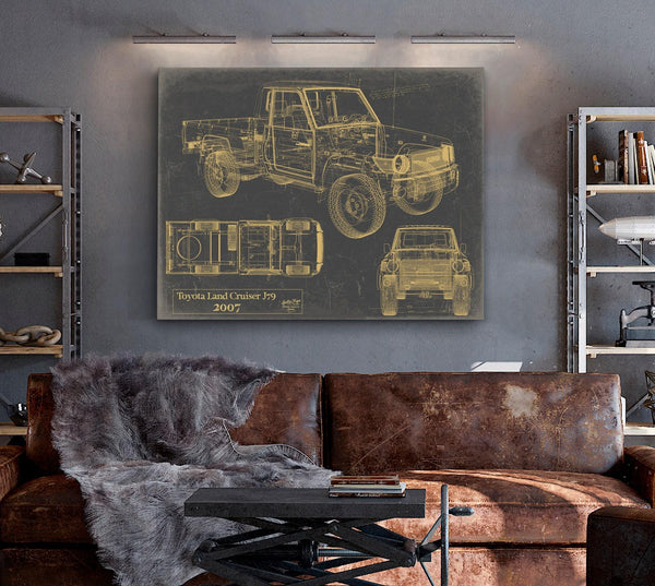 Bella Frye 2007 Truck Model Original Wall Art, Original Blueprint Canvas Drawing