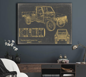 Bella Frye 2007 Truck Model Original Wall Art, Original Blueprint Canvas Drawing