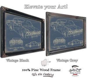 Bella Frye Vintage 1966 Chevrolet Chevelle Malibu Car Model Print,  Original Blueprint Canvas