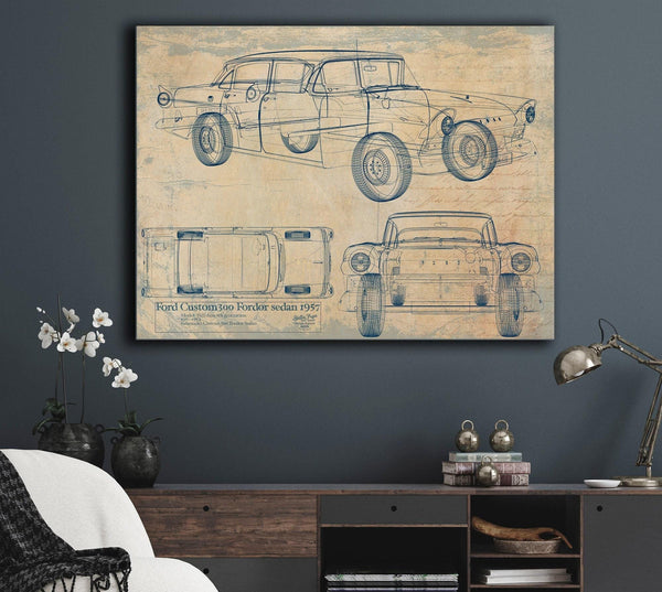 Bella Frye 1957 Ford Sedan Vehicle Patent Art - Gifts for Dad  - Original Vehicle Print
