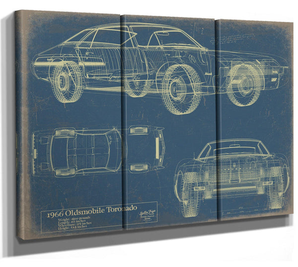 Bella Frye Vintage 1966 Coupe Car Model Print,  Original Blueprint Canvas, Framed, or Unframed Art