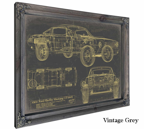 Bella Frye Vintage 1967 Ford Shelby Cobra GT500 Car Model Print,  Original Blueprint Canvas