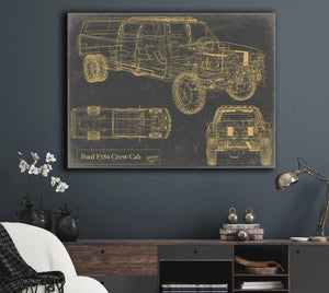 Bella Frye Vintage 2020's Truck Model Mancave Blueprint Art