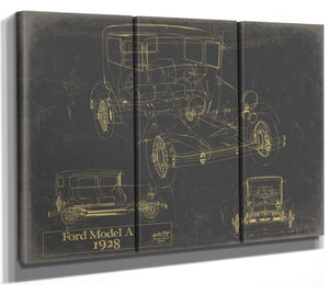 Bella Frye Vintage 1928 Ford Model A Blueprint Art: Auto Patent Print