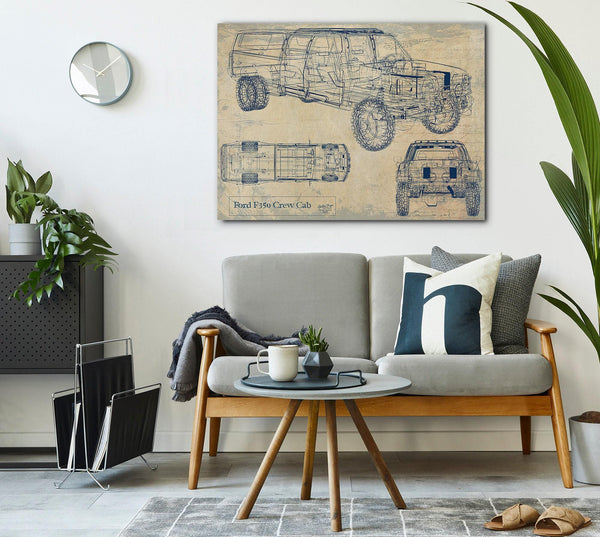 Bella Frye Vintage 2020's Truck Model Mancave Blueprint Art